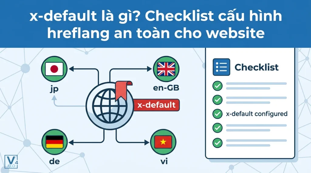x-default là gì? Checklist cấu hình hreflang an toàn cho website 13 Mô hình điều hướng đa ngôn ngữ sử dụng thẻ x-default làm trang dự phòng khi không khớp ngôn ngữ người dùng.