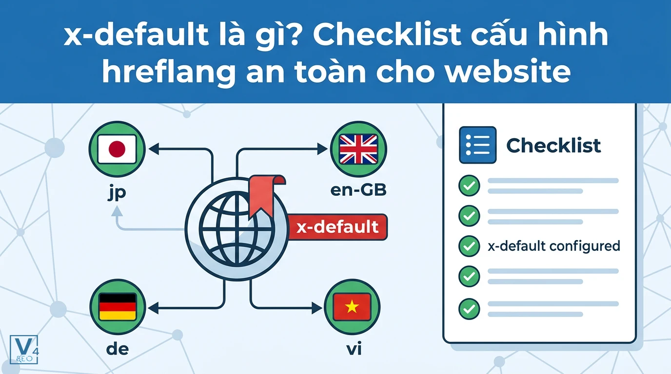 Mô hình điều hướng đa ngôn ngữ sử dụng thẻ x-default làm trang dự phòng khi không khớp ngôn ngữ người dùng.