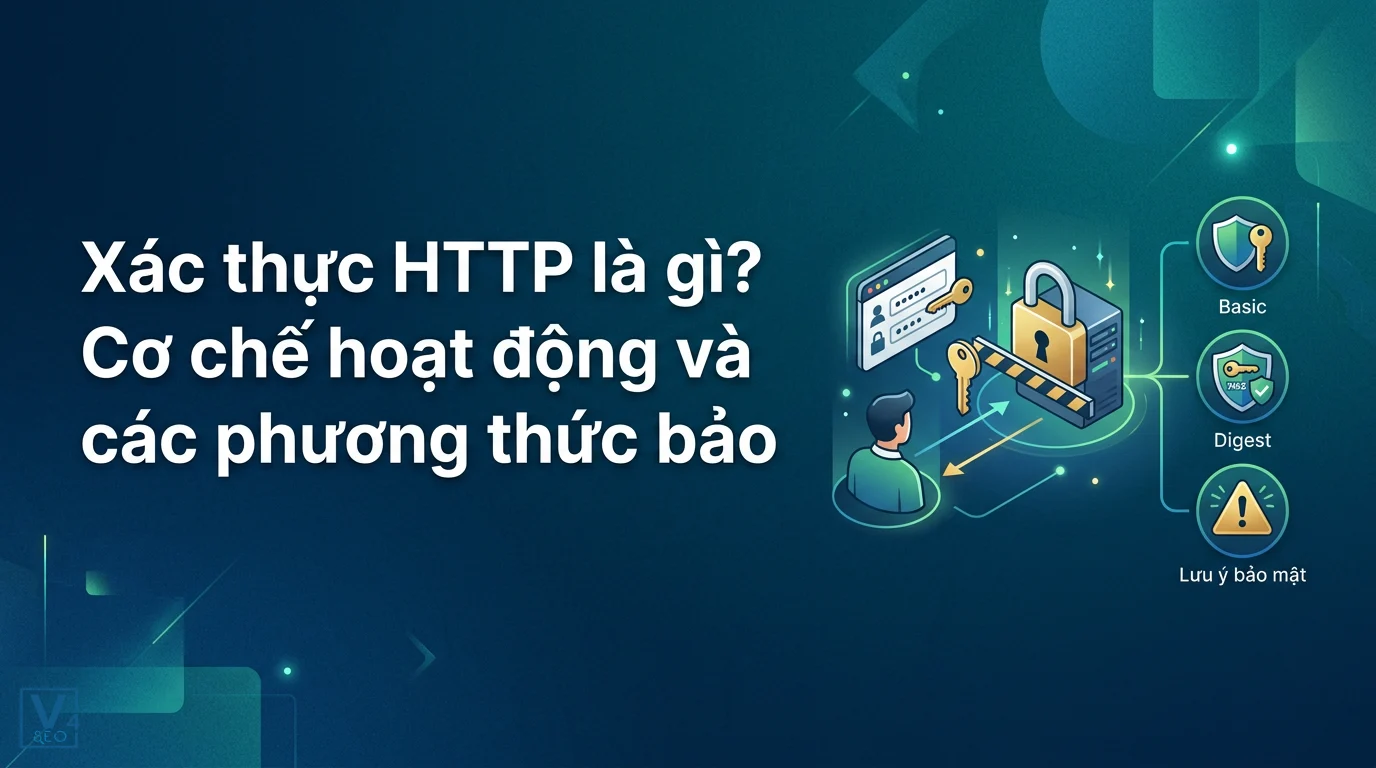 Mô hình trực quan hóa khái niệm xác thực HTTP là gì với các phương thức bảo mật như Basic và Digest