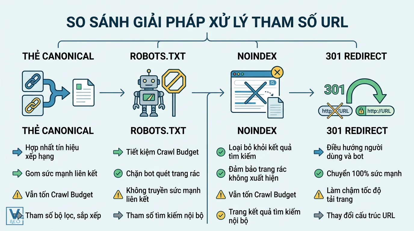 so-sanh-giai-phap-xu-ly-tham-so-url So sánh ưu nhược điểm của 4 giải pháp xử lý tham số URL phổ biến trong SEO.